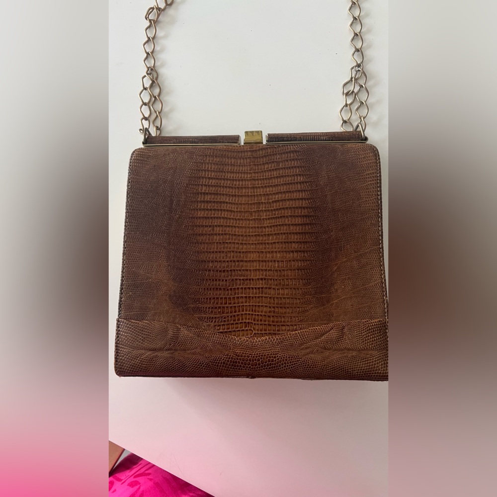 Vintage Snake Skin Elegant Brown Chain Bag